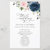 Navy Blue Flowers, Pink Flowers, Weddenprogramma (Voorkant)