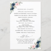 Navy Blue Flowers, Pink Flowers, Weddenprogramma (Achterkant)