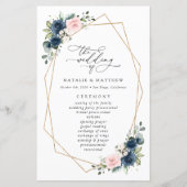 Navy Blue Flowers, Pink Flowers, Weddenprogramma (Voorkant)
