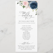 Navy Blue Flowers, Pink Flowers, Weddenprogramma Programmakaart (Voorkant)
