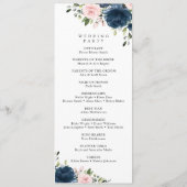Navy Blue Flowers, Pink Flowers, Weddenprogramma Programmakaart (Achterkant)