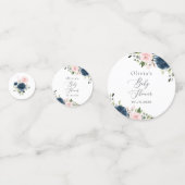 Navy Blue Flowers, Roze Flowers, Baby shower Confetti (Voorkanten)