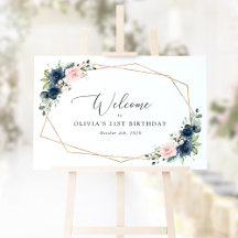 Navy Blue Flowers, Roze Flowers, Birthday Welcome