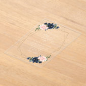 Navy Blue Flowers, Roze Flowers, Floral Wedding Acryl Uitnodigingen (Laagn)