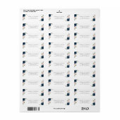 Navy Blue Flowers, Roze Flowers, Floral Wedding Etiket (Full Sheet)