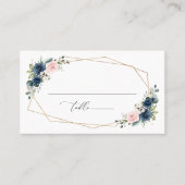 Navy Blue Flowers, Roze Flowers, Floral Wedding Plaatskaartje (Voorkant)