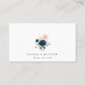 Navy Blue Flowers, Roze Flowers, Floral Wedding Plaatskaartje (Achterkant)