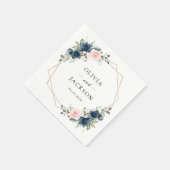 Navy Blue Flowers, Roze Flowers, Floral Wedding Servet (Hoek)