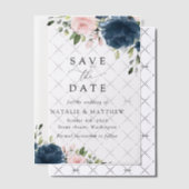 Navy Blue Flowers, Roze Flowers, Floral Wedding Vellum Uitnodigingen (Offset (Uitnodiging))
