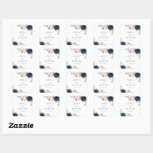Navy Blue Flowers, Roze Flowers, Floral Wedding Vierkante Sticker (Vel)