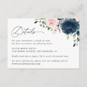 Navy Blue Flowers, Roze Flowers, huwelijksgegevens Informatiekaartje (Voorkant)