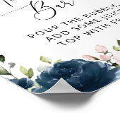 Navy Blue Flowers, Roze Flowers, Momosa Bar Poster (Hoek)
