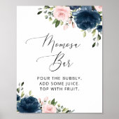 Navy Blue Flowers, Roze Flowers, Momosa Bar Poster (Voorkant)