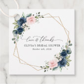 Navy Blue Flowers, Roze Flowers, Vrijgezellenfeest Bedankjes Labels (Voorkant)