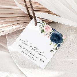 Navy Blue Flowers, Roze Flowers, Vrijgezellenfeest Bedankjes Labels