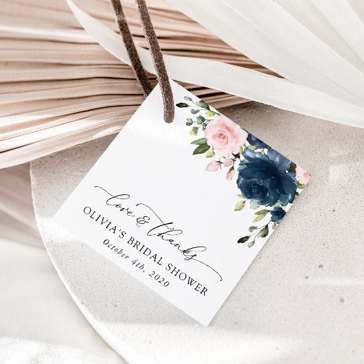 Navy Blue Flowers, Roze Flowers, Vrijgezellenfeest Bedankjes Labels