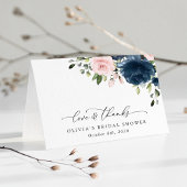 Navy Blue Flowers, Roze Flowers, Vrijgezellenfeest Bedankkaart