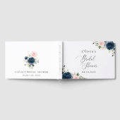 Navy Blue Flowers, Roze Flowers, Vrijgezellenfeest Gastenboek (Volledig)