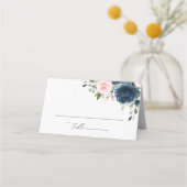 Navy Blue Flowers, Roze Flowers, Vrijgezellenfeest Plaatskaartje (Voorkant)