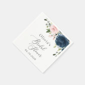 Navy Blue Flowers, Roze Flowers, Vrijgezellenfeest Servet (Hoek)
