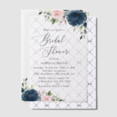 Navy Blue Flowers, Roze Flowers, Vrijgezellenfeest Vellum Uitnodigingen (Offset (Uitnodiging))
