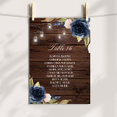 Navy Blue Flowers Rustic Seating Chart Kaart