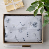 Navy Blue Flowers Tissuepapier (Geschenk)