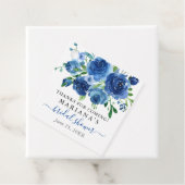 Navy Blue Flowers Vrijgezellenfeest Bedankjes Labels (In situ)
