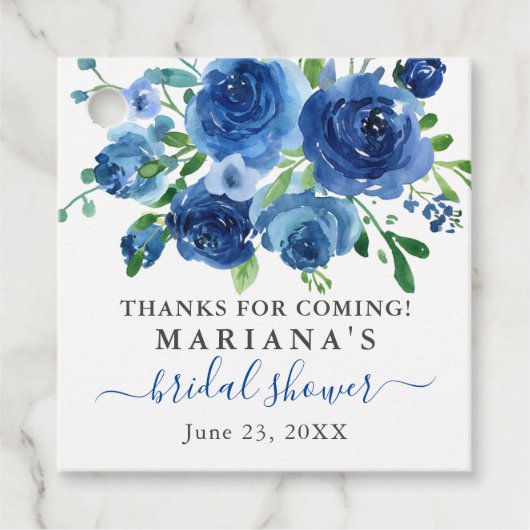 Navy Blue Flowers Vrijgezellenfeest Bedankjes Labels (Voorkant)