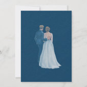 Navy blue Flowers Wedding Invitation Kaart (Achterkant)