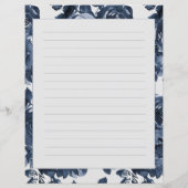 Navy Blue Flowers White 2 zonder rugleuning (Achterkant)