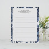 Navy Blue Flowers White 2 zonder rugleuning (Staand voorkant)