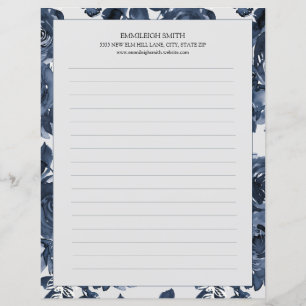 Navy Blue Flowers White 2 zonder rugleuning