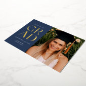 Navy Blue Folie Afstudeerder Block Afstuderen Foli Folie Uitnodiging (Gedraaid)