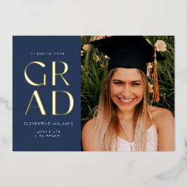 Navy Blue Folie Afstudeerder Block Afstuderen Foli Folie Uitnodiging