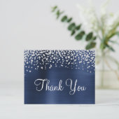 Navy Blue Folie Diamond Confetti Briefkaart (Staand voorkant)