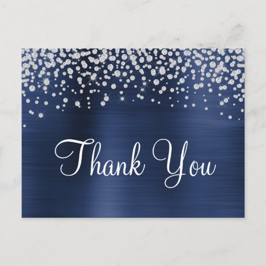 Navy Blue Folie Diamond Confetti Briefkaart (Voorkant)