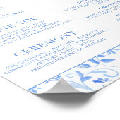 Navy Blue Folk Bloemen Trouwprogramma's Download Poster (Hoek)