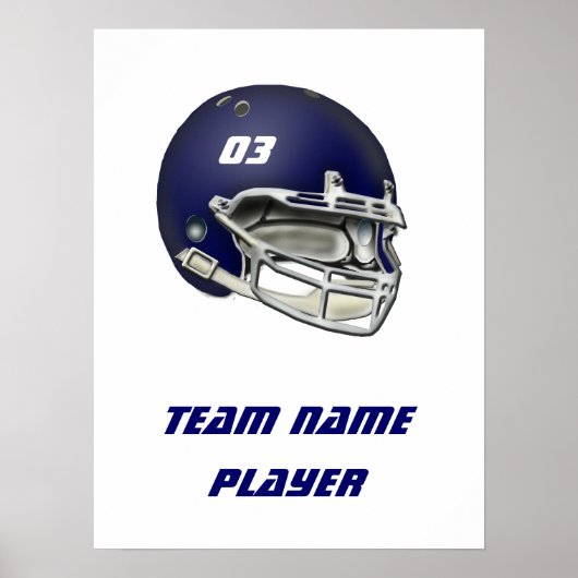 Navy Blue Football Helmet Poster (Voorkant)
