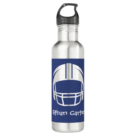 Navy Blue Football Helmet Sports Water Bottle Waterfles (Voorkant)