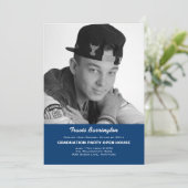 Navy Blue Football Photo Guy Afstudeerder Party In Kaart (Staand voorkant)