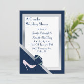 Navy Blue Football Wedding Shower-uitnodiging Kaart (Staand voorkant)