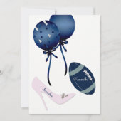 Navy Blue Football Wedding Shower-uitnodiging Kaart (Achterkant)