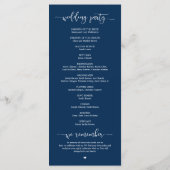 Navy Blue, Forever in Love, Wedding Ceremony Programmakaart (Achterkant)
