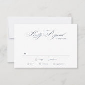Navy Blue Formal Elegant Calligraphy Wedding RSVP Kaartje (Voorkant)