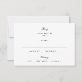 Navy Blue Formal Elegant Wedding RSVP Kaartje