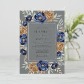 Navy Blue Formal Winter Wedding Kaart (Staand voorkant)