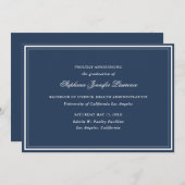 Navy Blue Formeel Afstuderen Aankondiging (Voorkant / Achterkant)