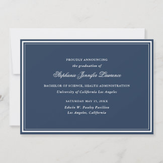 Navy Blue Formeel Afstuderen Aankondiging