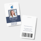 Navy Blue Foto Beveiligings-ID Arts-Assistent Badge (Voor- en achterkant)